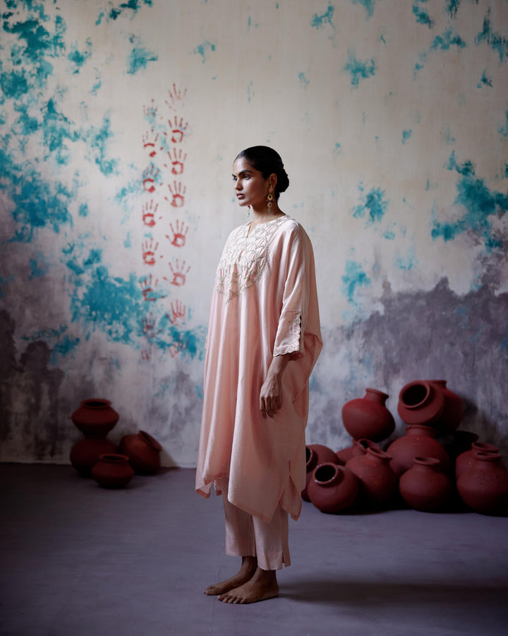soft peach kaftan set