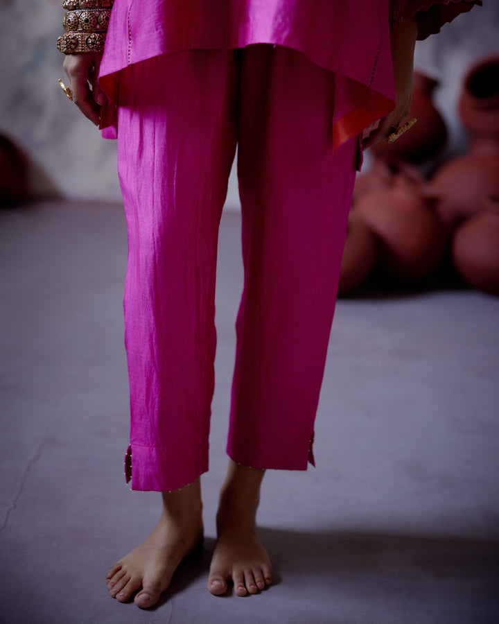 fuchsia pink short kaftan with pant
