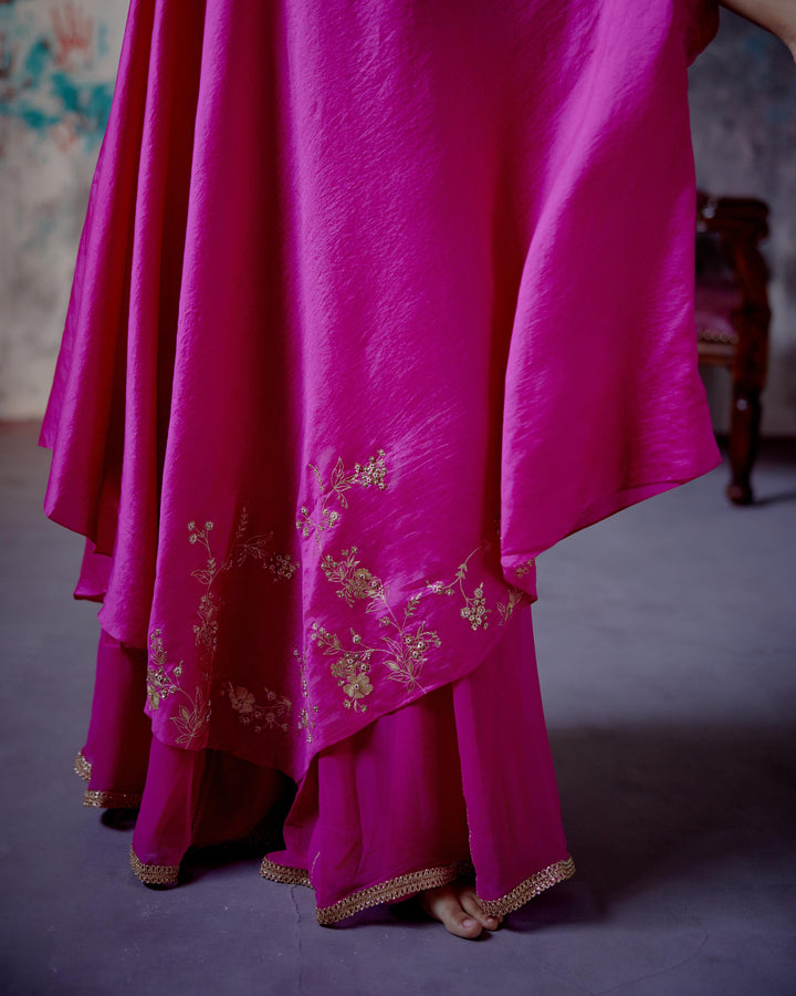 fuchsia pink one shoulder set