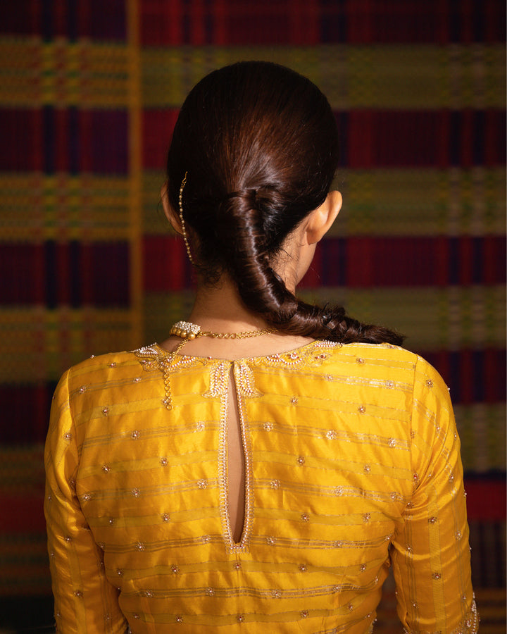 haldi hand embroidered kalli lehenga set