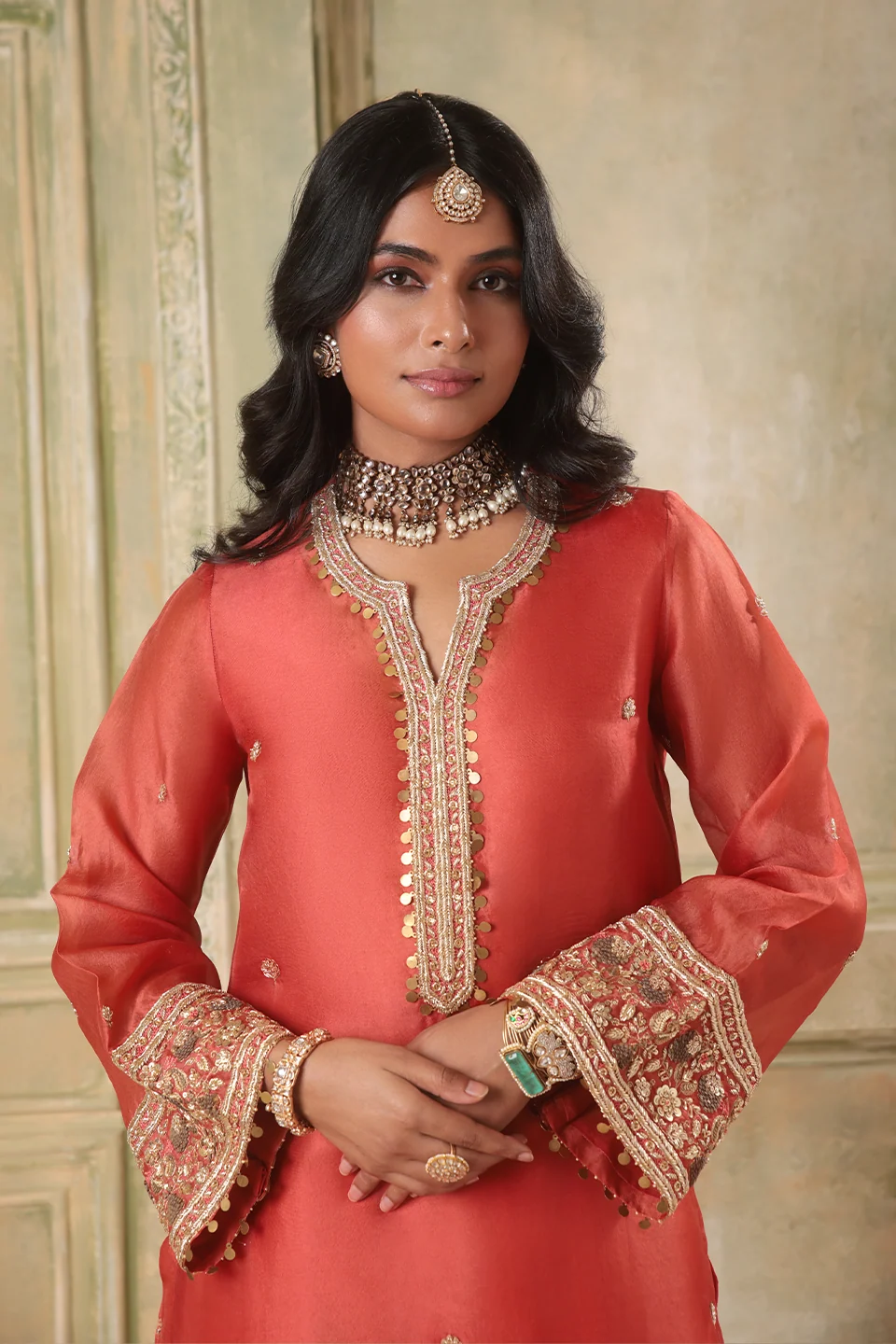 Zar-Rang Orange Short Kurta Set