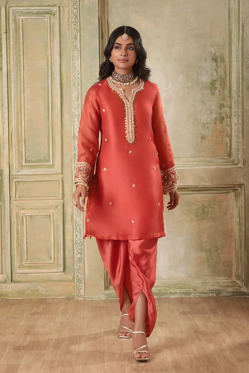 Zar-Rang Orange Short Kurta Set
