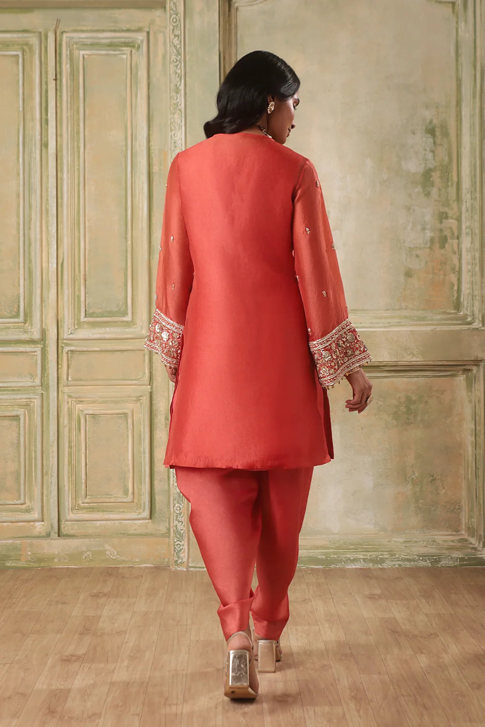 Zar-Rang Orange Short Kurta Set