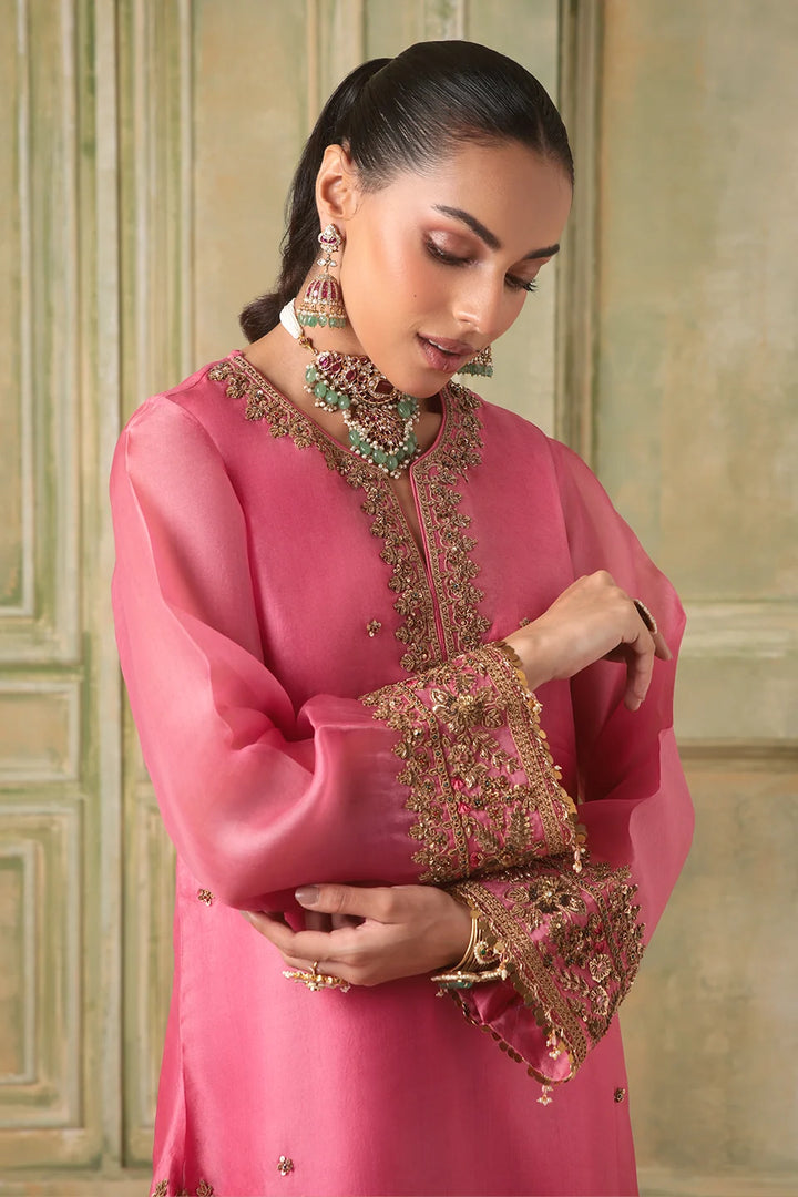 Zar-Rang Pink Heavy Short Kurta Set