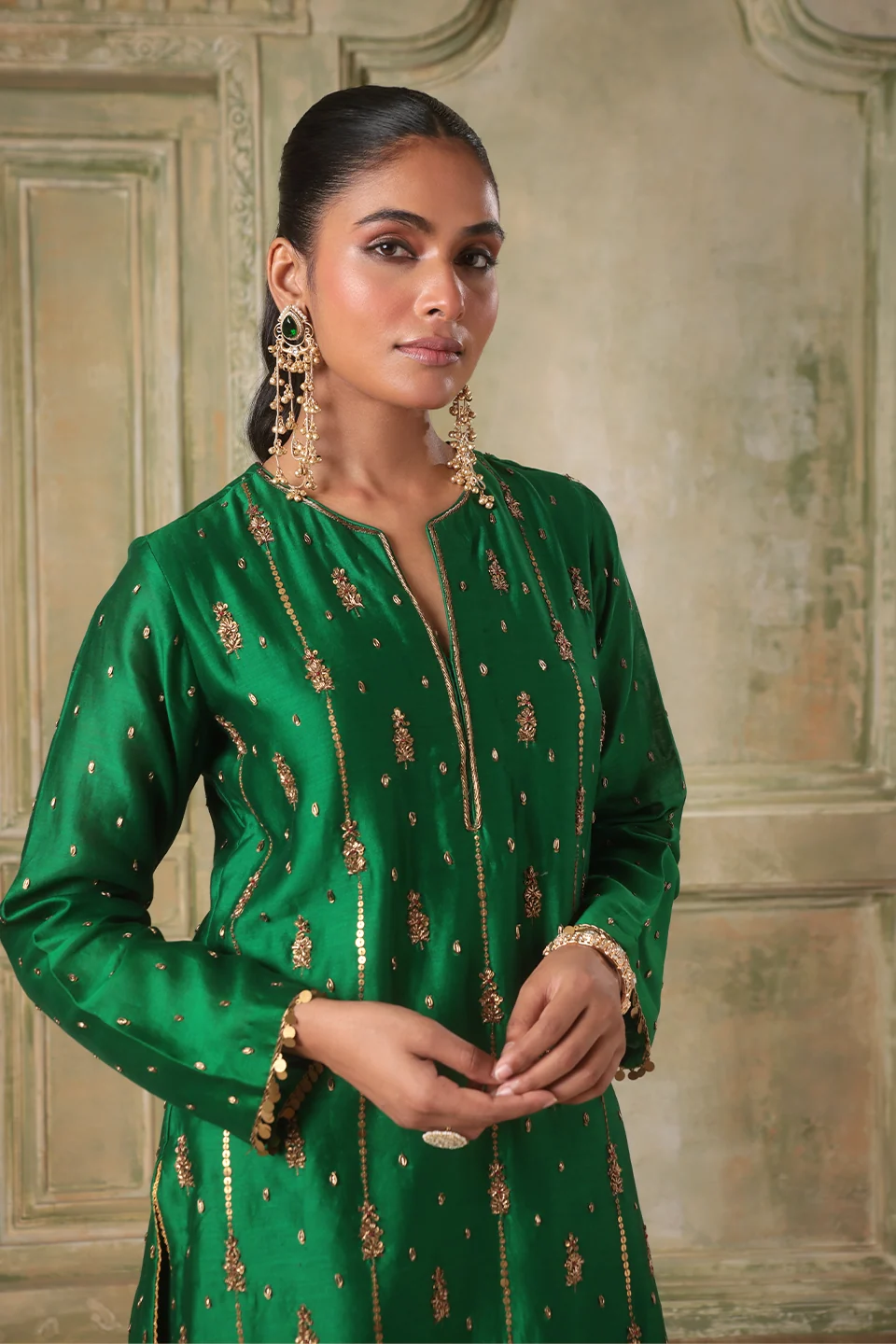 Zar-Rang Green Short Buti Kurta Set
