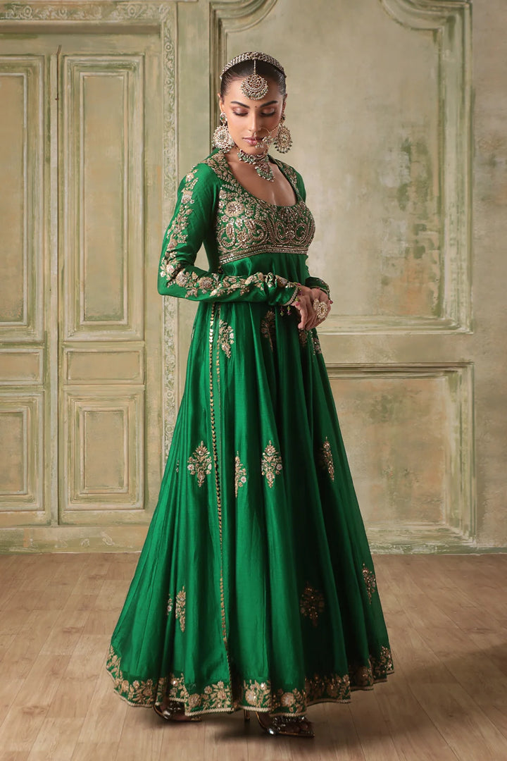 Zar-Rang Green Kalidaar Set