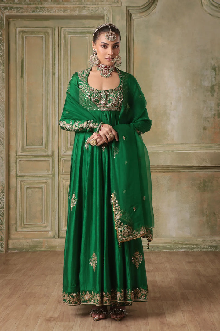 Zar-Rang Green Kalidaar Set