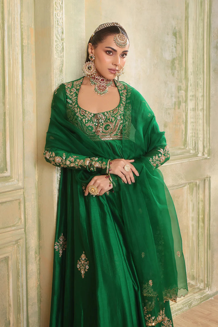 Zar-Rang Green Kalidaar Set