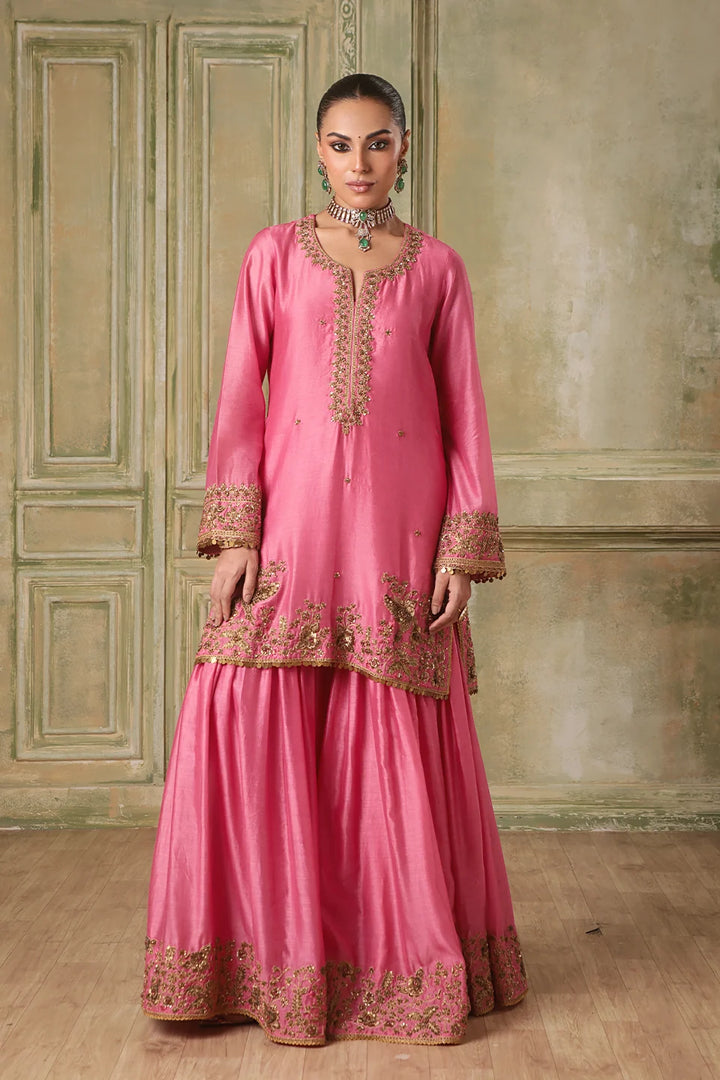 Zar-Rang Pink Heavy Sharara Set