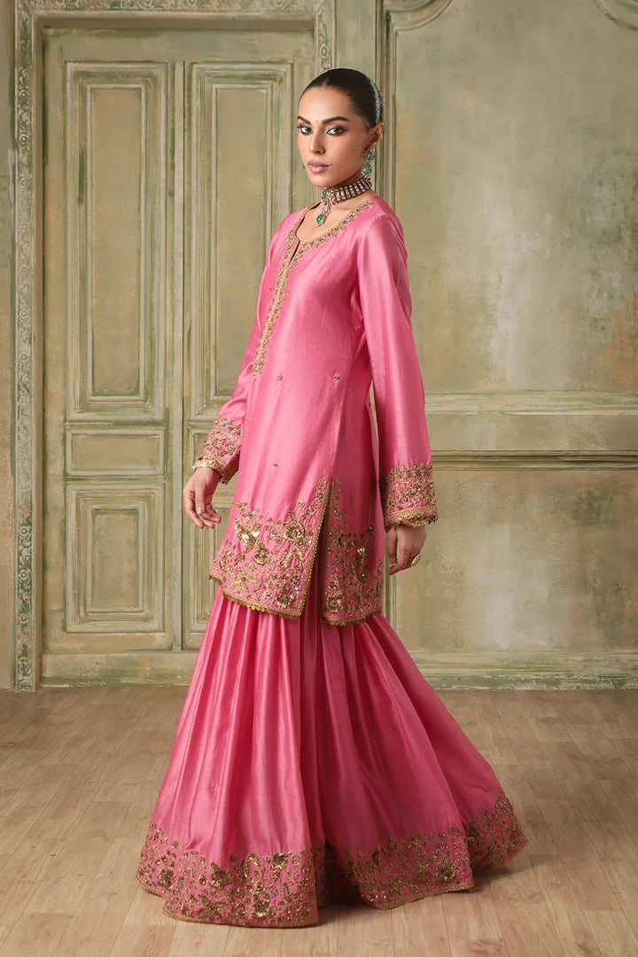 Zar-Rang Pink Heavy Sharara Set
