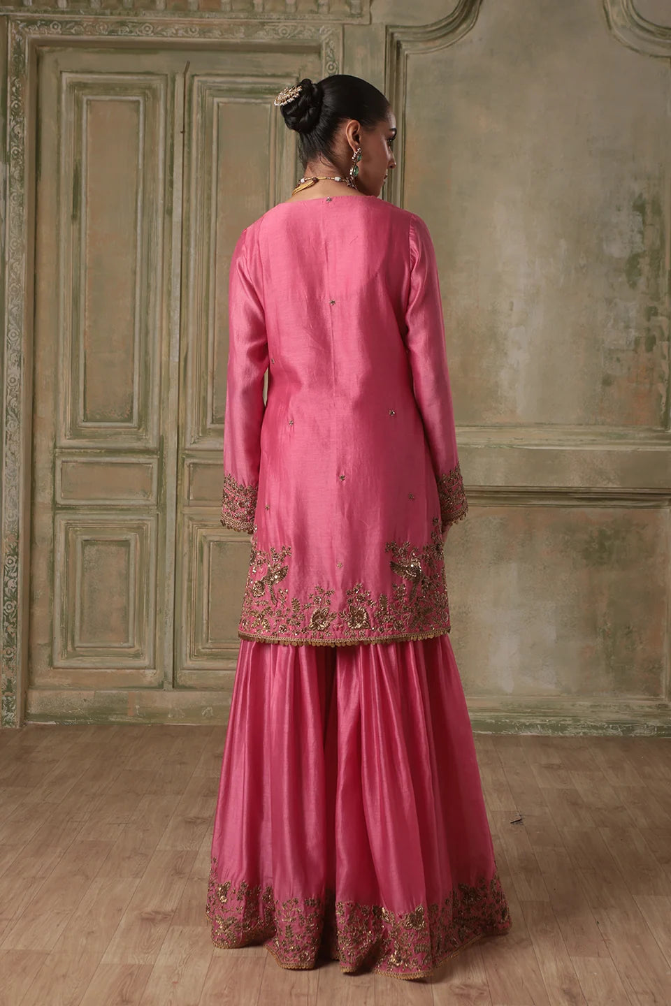 Zar-Rang Pink Heavy Sharara Set