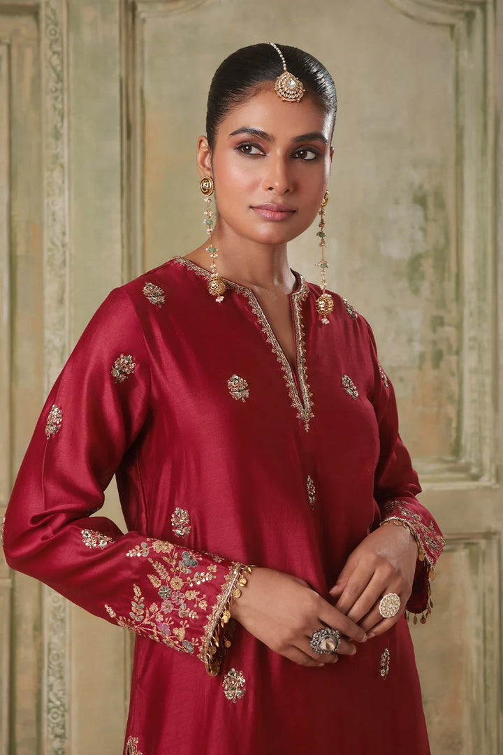 Zar-Rang Maroon Farshi Kurta Set