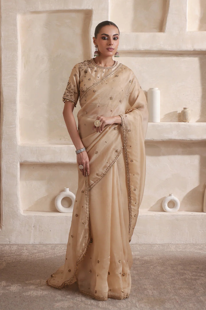 Zar-Rang Ivory Buti Saree Set