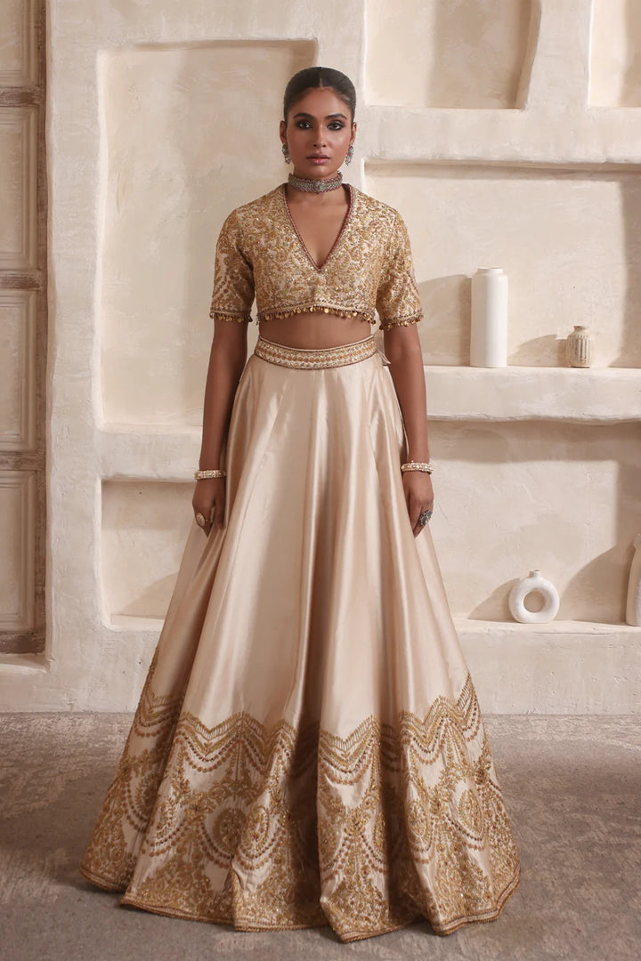 Zar-Rang Ivory Scallop Lehenga Set