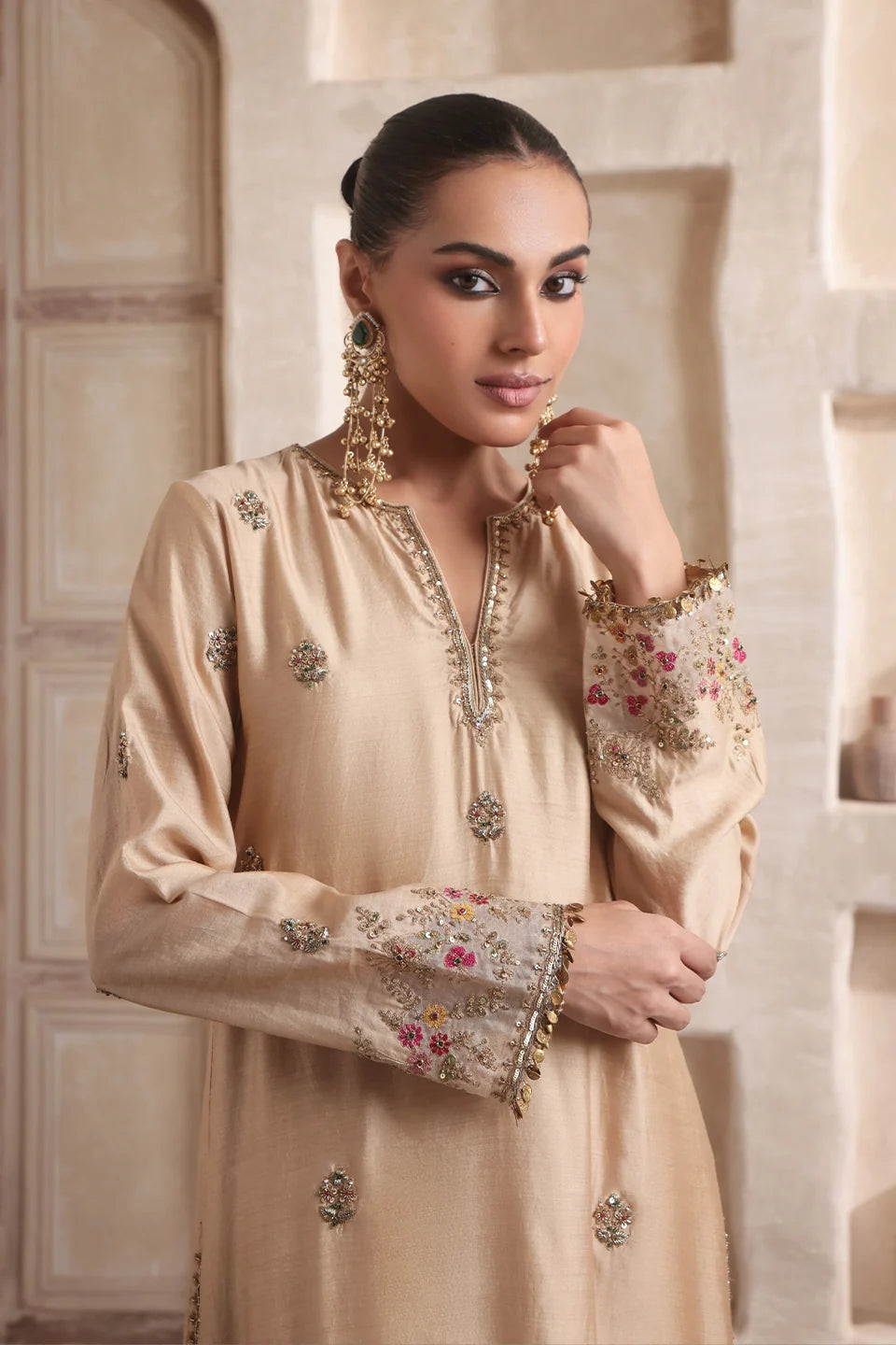 Zar-Rang Ivory Farshi Kurta Set