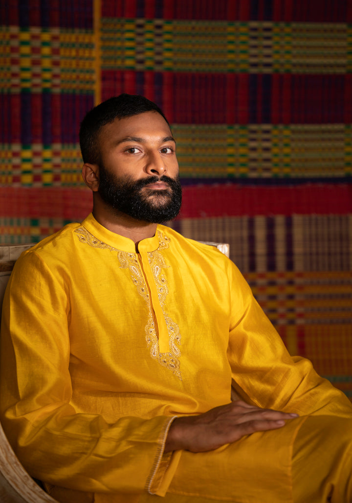 haldi men's kurta with chudi pant