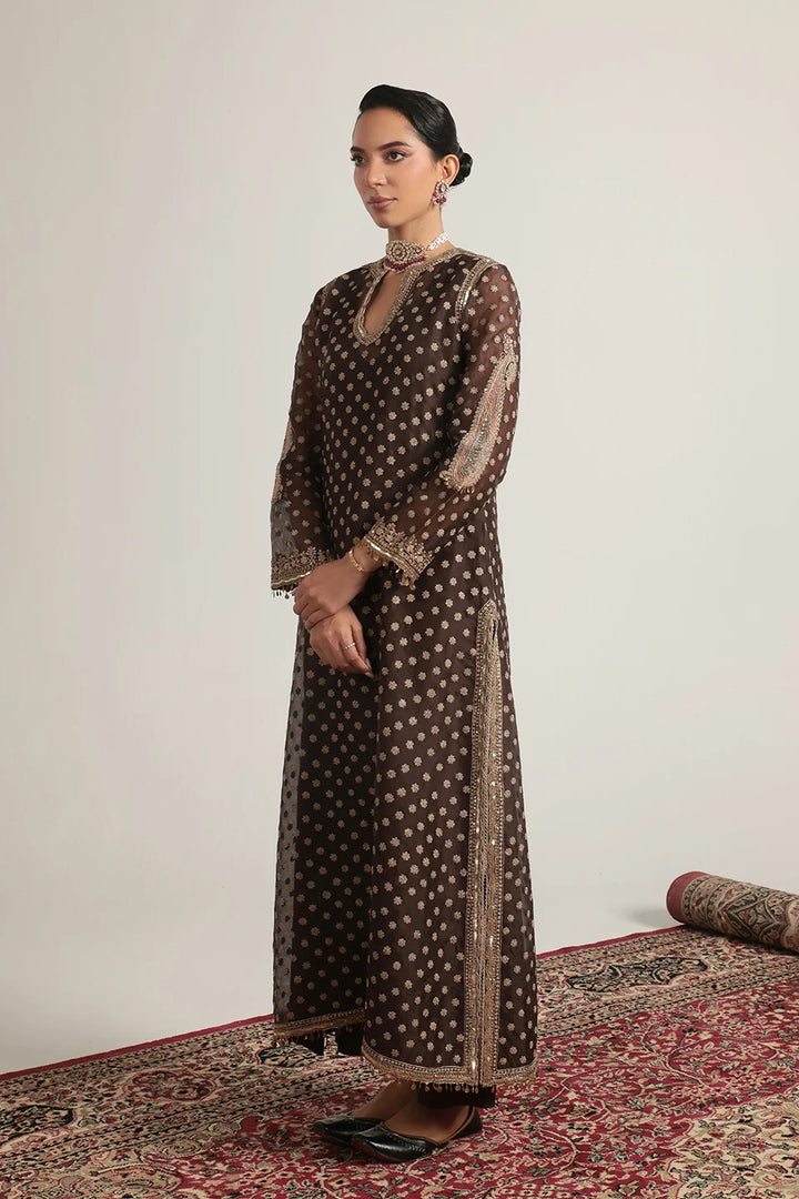 Zar-Rang Brown Buti Kurta Set
