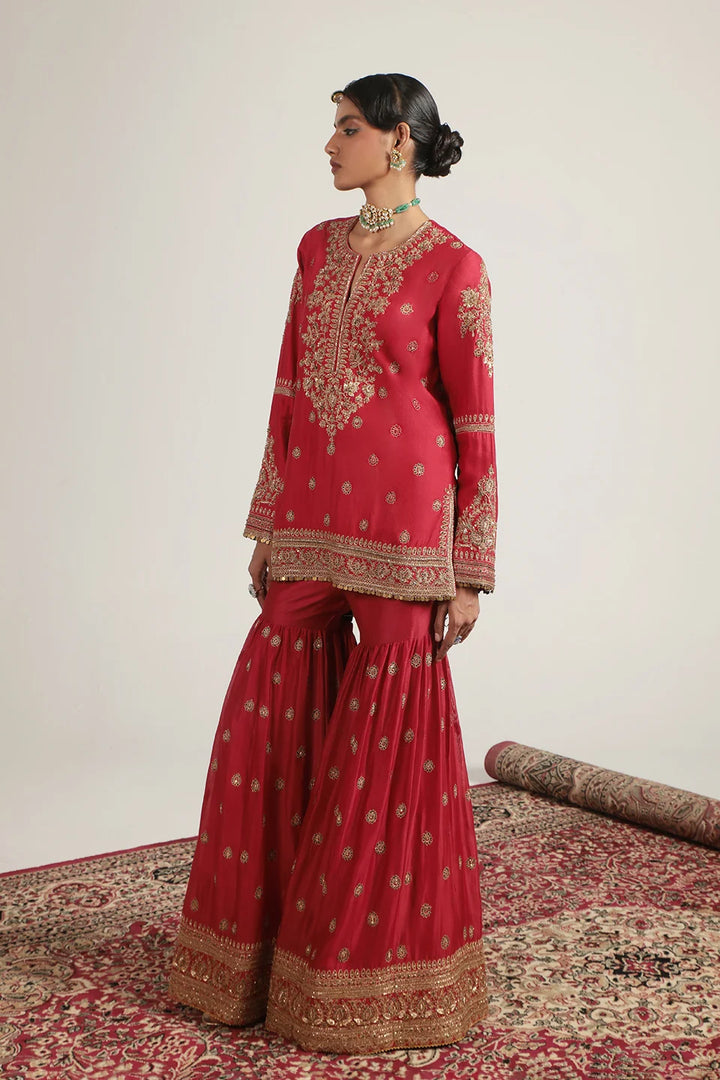 Zar-Rang Red Phool Patti Sharara Set