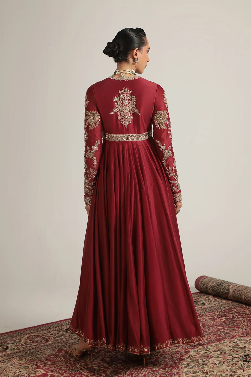 Zar-Rang Maroon Heavy Yoke Kalidar Set