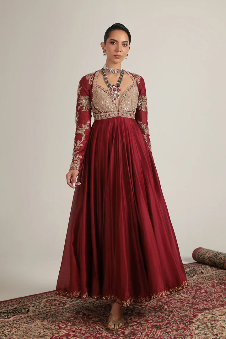 Zar-Rang Maroon Heavy Yoke Kalidar Set