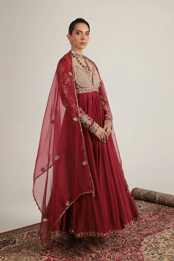 Zar-Rang Maroon Heavy Yoke Kalidar Set