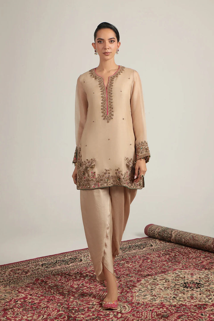 Zar-Rang Ivory Heavy Short Kurta Set