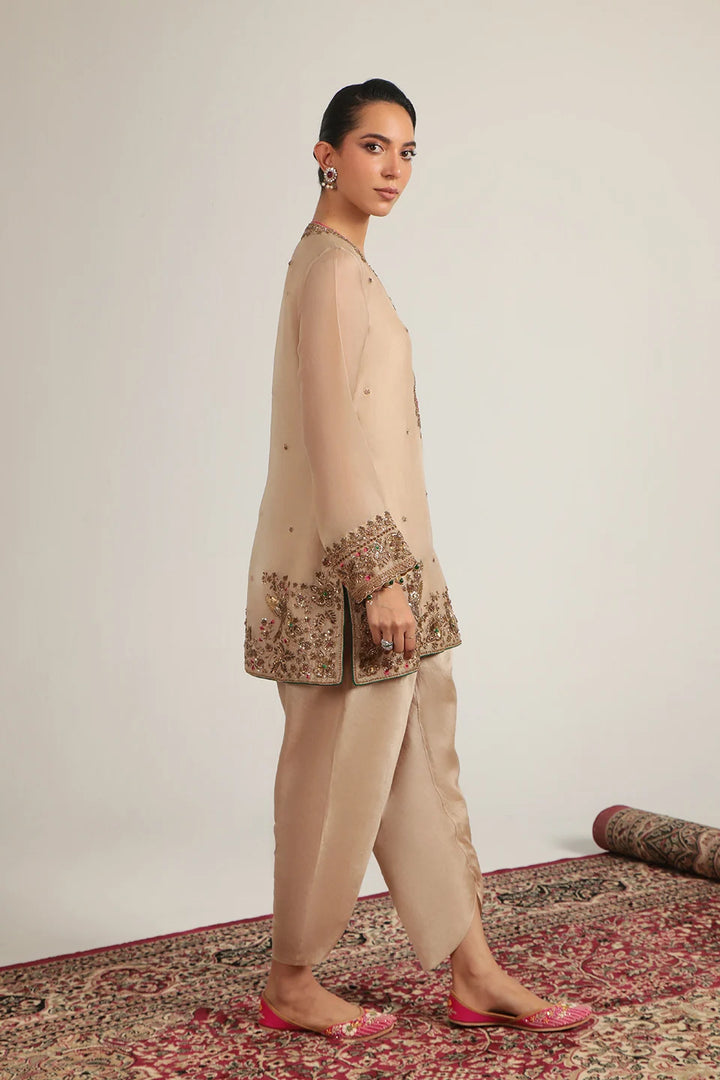 Zar-Rang Ivory Heavy Short Kurta Set