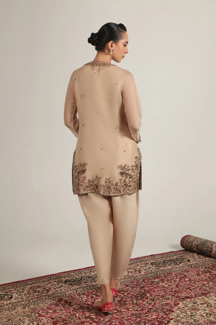 Zar-Rang Ivory Heavy Short Kurta Set