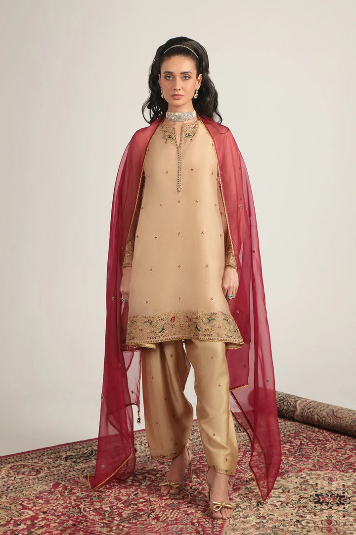 Zar-Rang Ivory Short Pheran Kurta Set