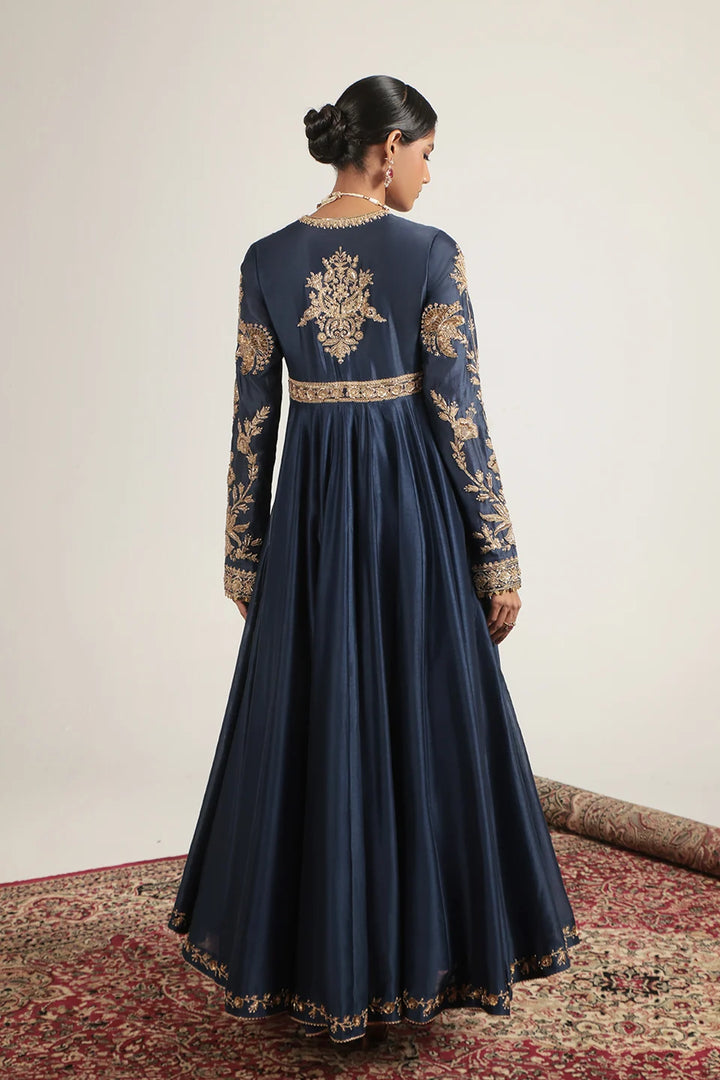 Zar-Rang Blue Heavy Yoke Kalidar Set