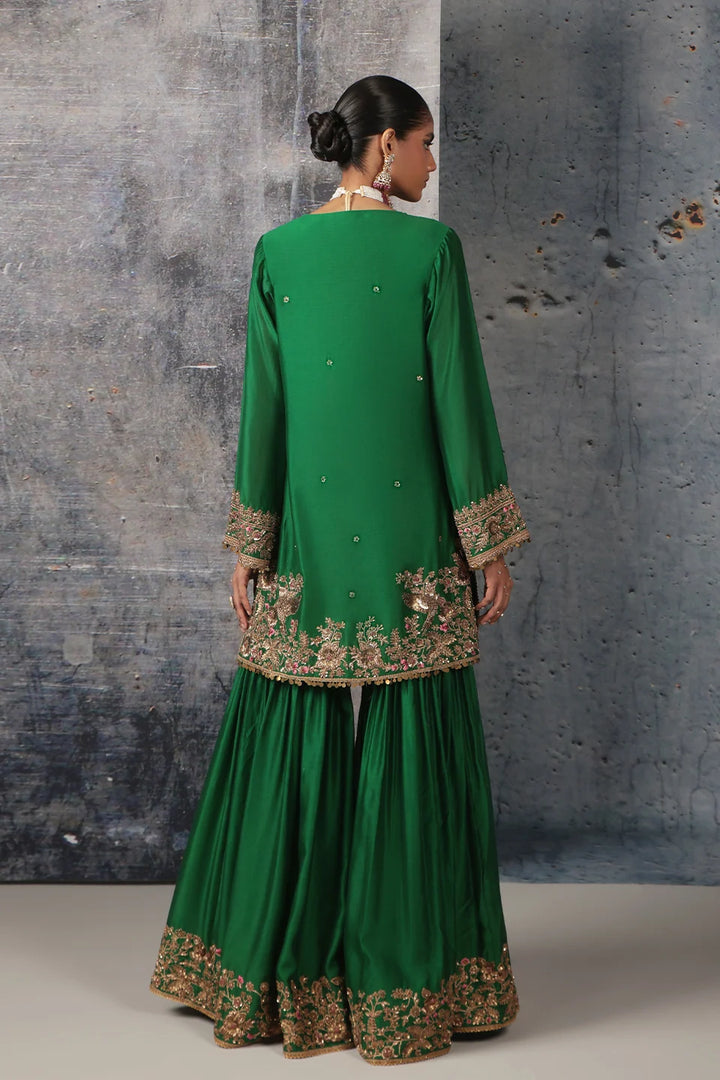 Zar-Rang Green Heavy Sharara Set