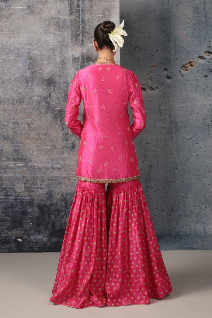 Zar-Rang Pink Buti Sharara Set