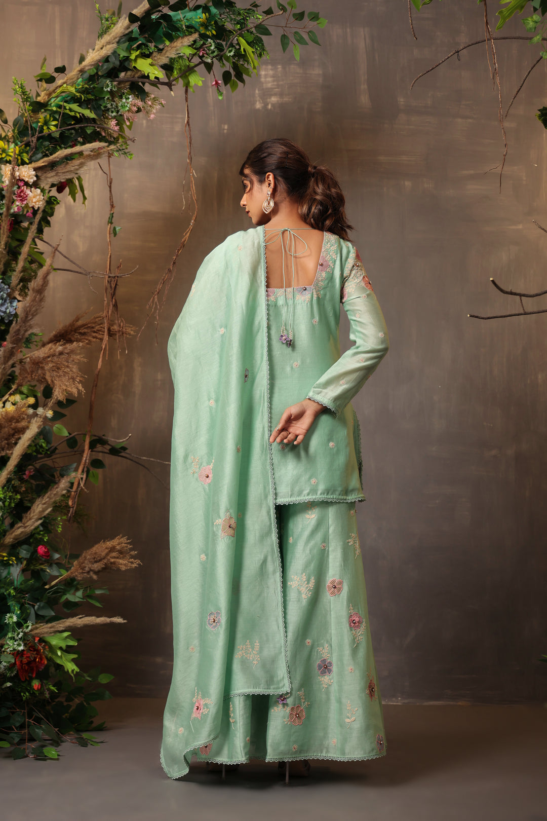 Gulshan Sharara Square Neck Kurta Sea Green