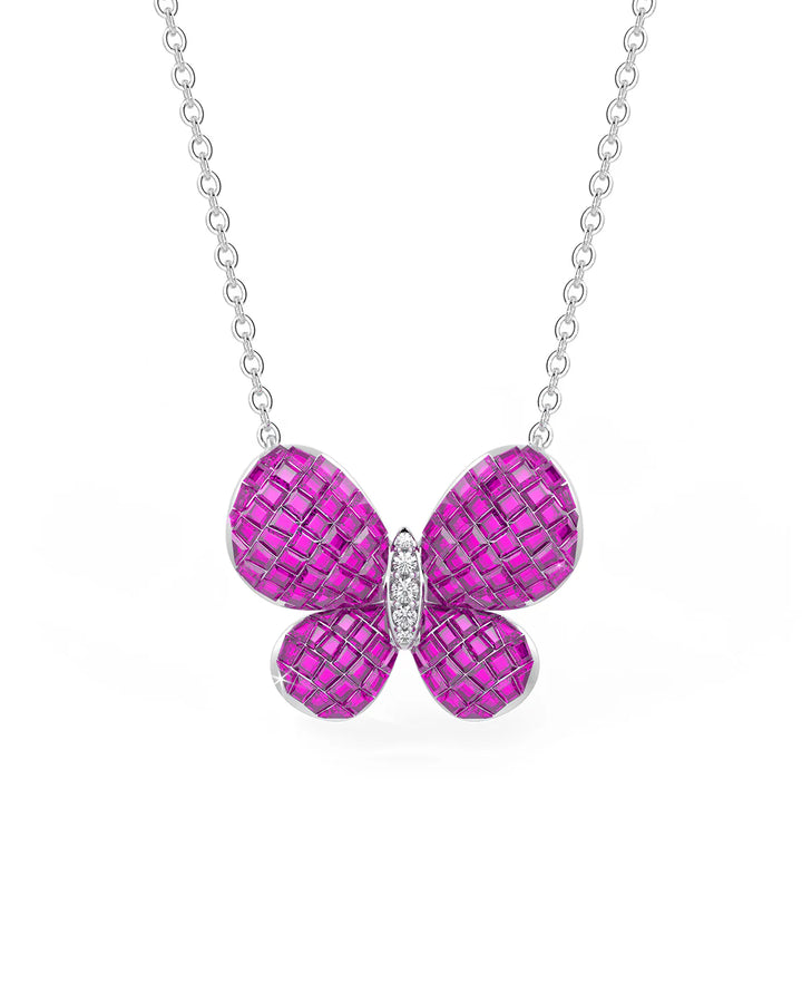 Fluttering Wings Pendant With Silver Chain