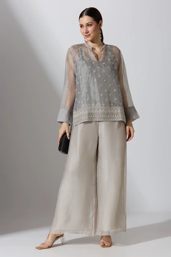 Grey Organza Shirt