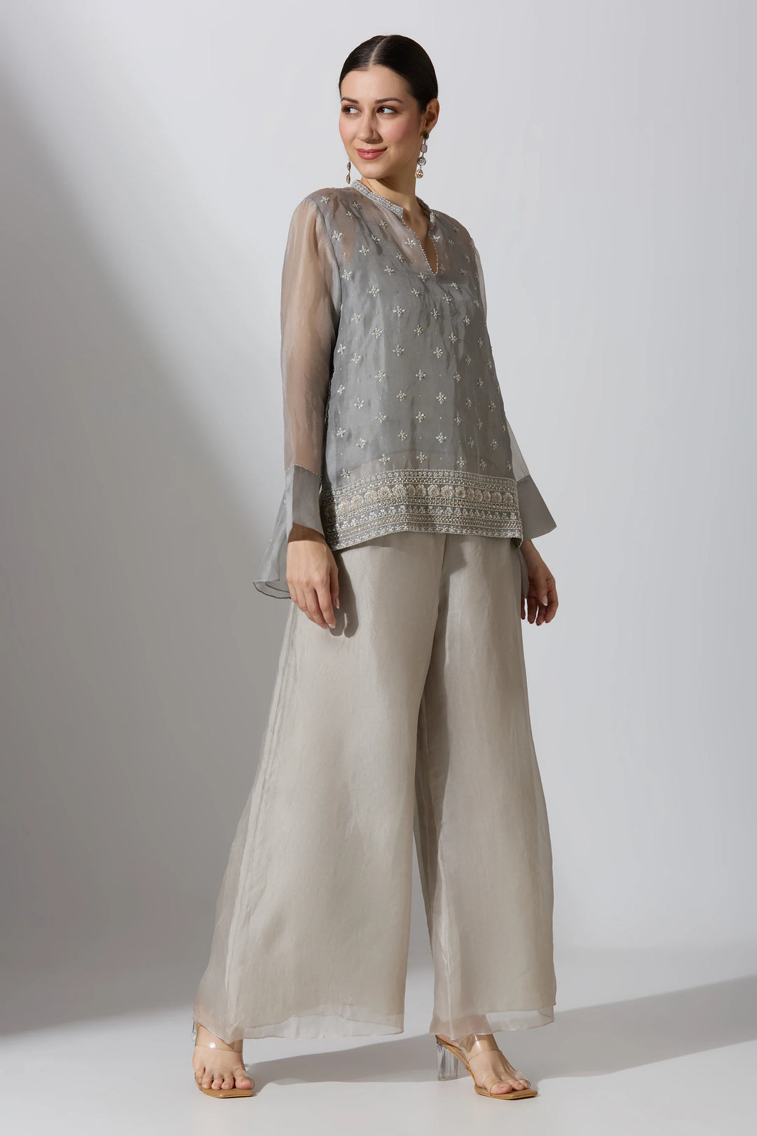 Grey Organza Shirt