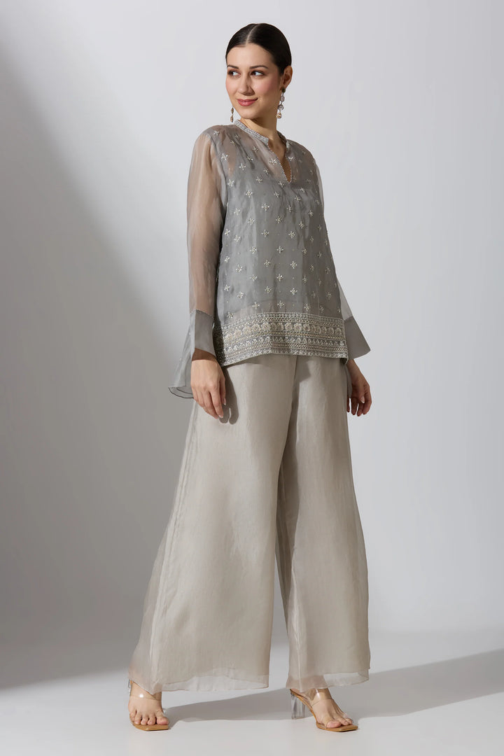 Grey Organza Shirt
