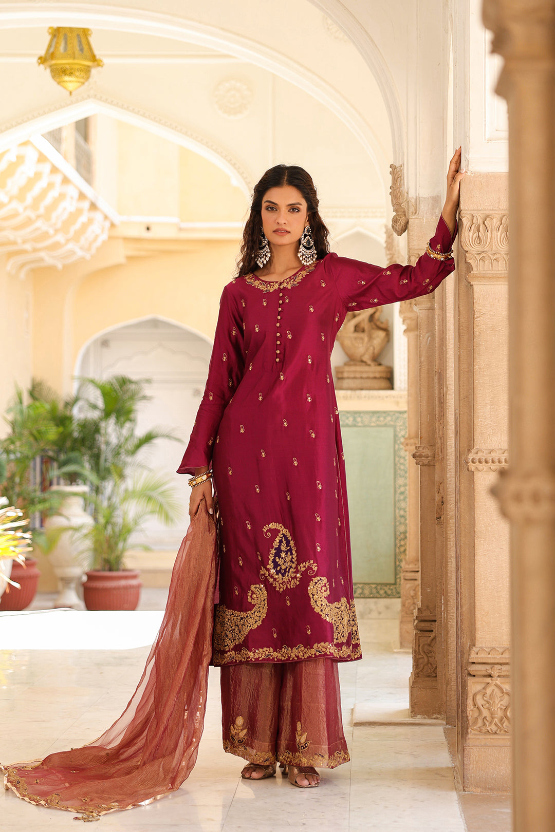 riwayat applique long kurta set