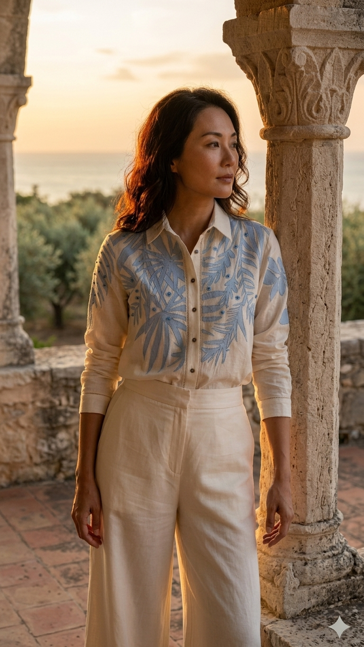 Women’s Sheer Organza Front Open Collar white Shirt