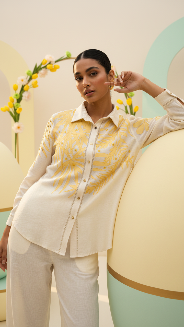 Women’s Sheer Organza Front Open Collar white Shirt
