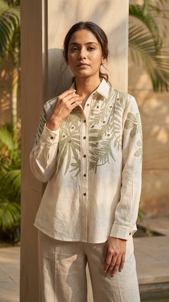 Women’s Sheer Organza Front Open Collar white Shirt