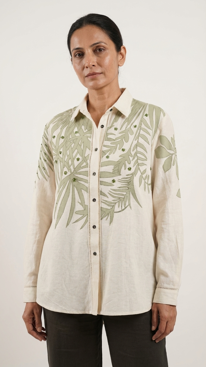 Women’s Sheer Organza Front Open Collar white Shirt