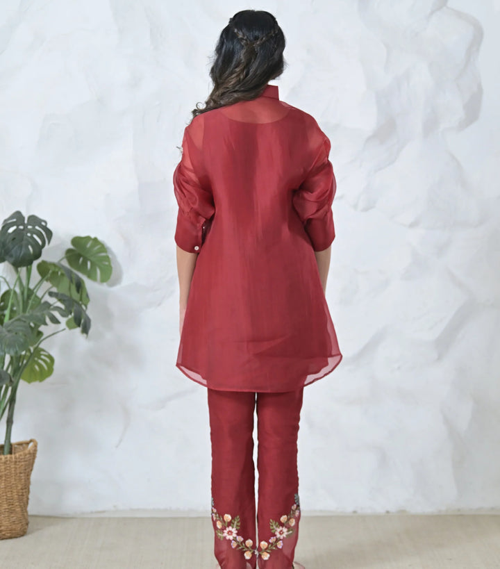 Phool-Patti Tunic Set With Embroidered Pants
