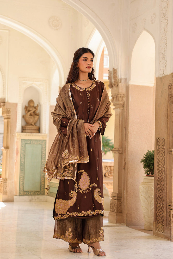 riwayat applique long kurta set