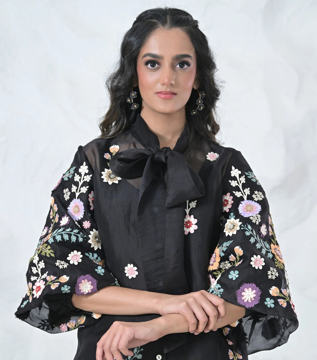 Phool-Patti Organza Bow Tie-Up Coord Set