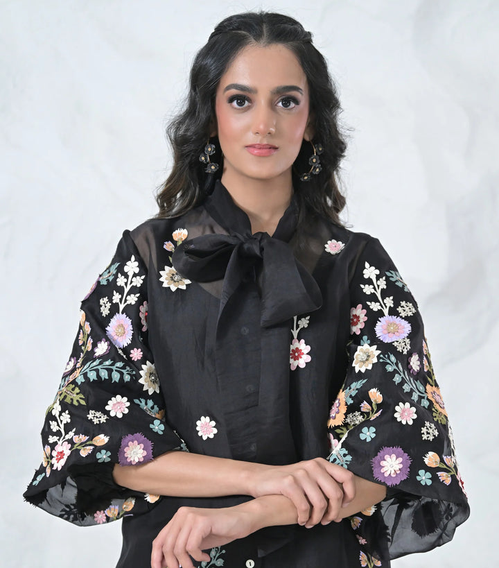 Phool-Patti Organza Bow Tie-Up Coord Set