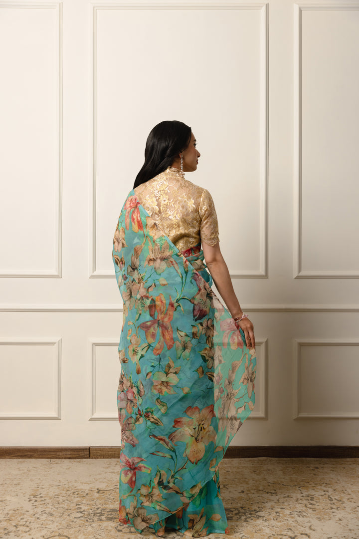 usha printed french chiffon saree