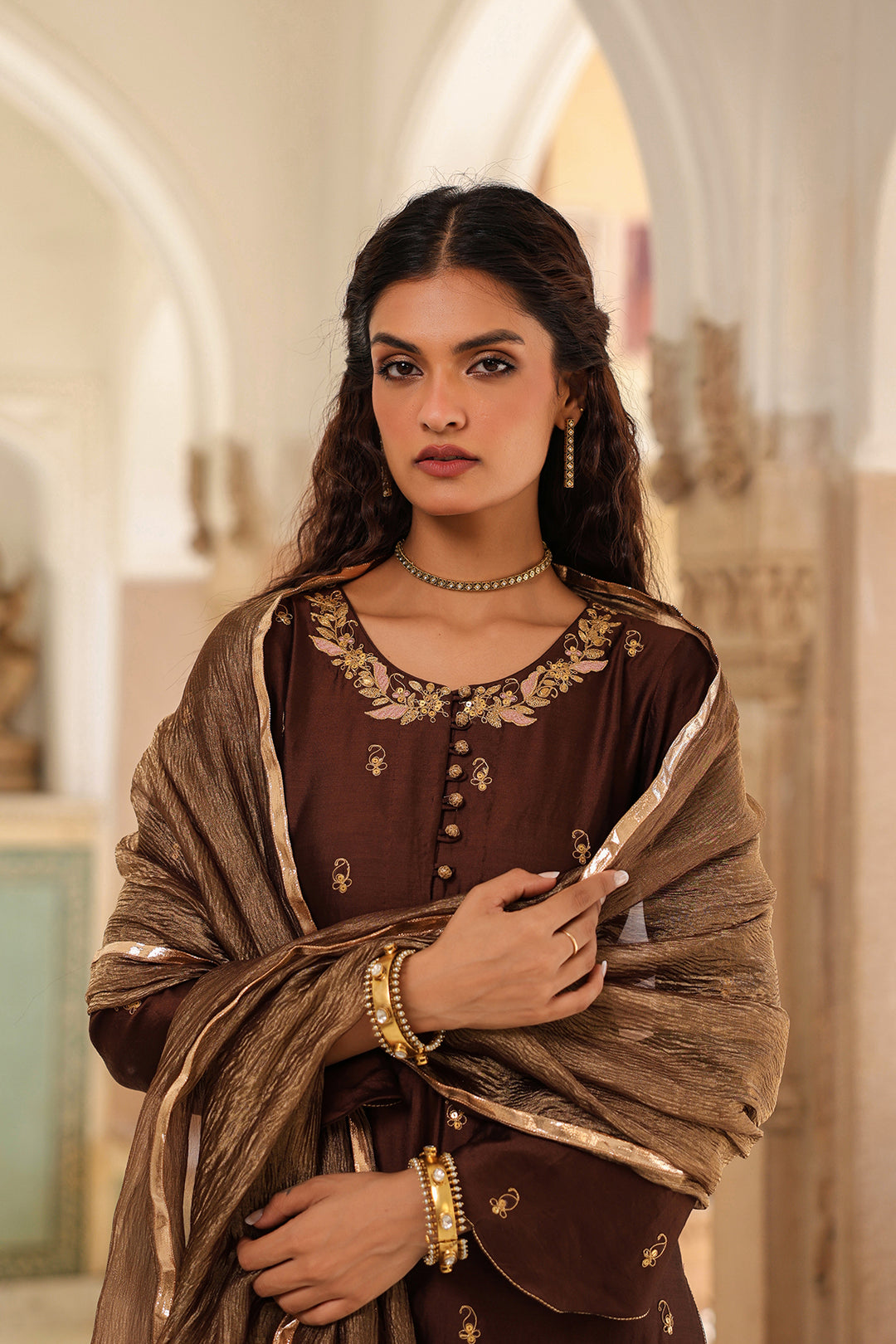 riwayat applique long kurta set