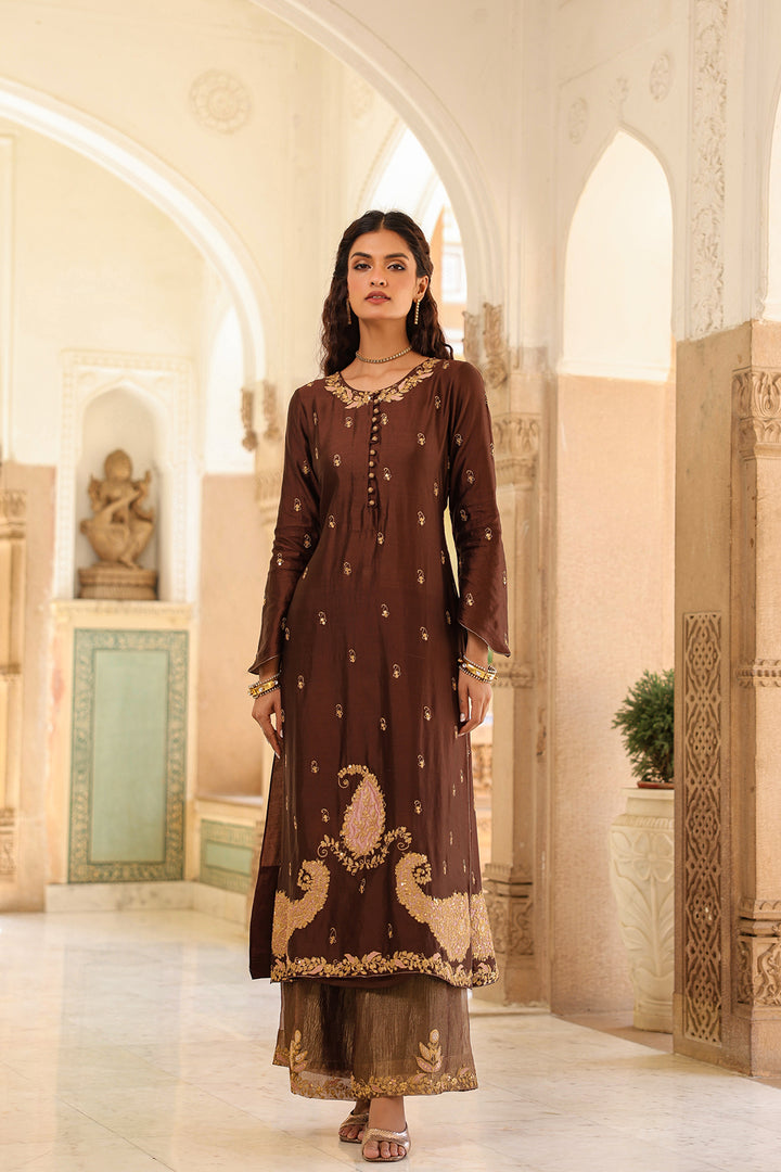 riwayat applique long kurta set
