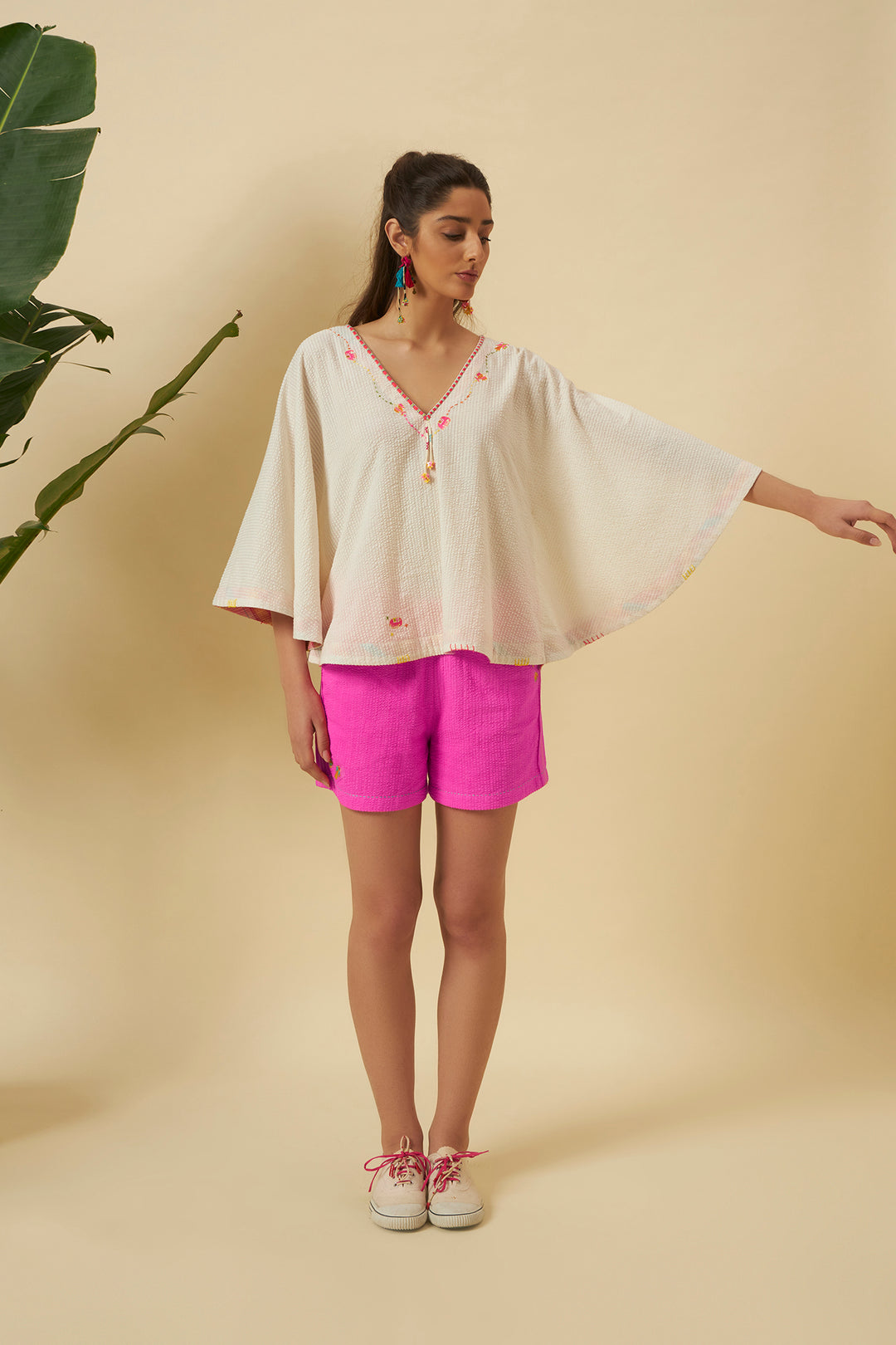 Ivory Seesucker Cape Top
